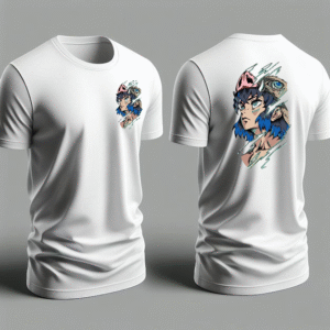 nk inosuke front & back printed half sleeve white polyester t shirt