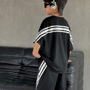 oversized & shorts white striped Co-ord