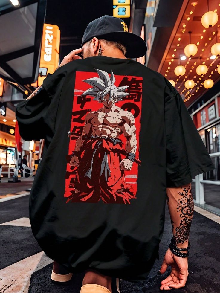 Nk- ultra instinct Goku printed oversized black round neck cotton fabric t shirt
