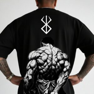 Nk-Backwork printed oversized black round neck cotton fabric t shirt