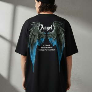 Oversized angel wings printed T-shirt